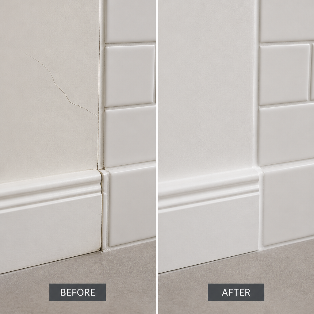 Before and after comparison of construction defect and rectification