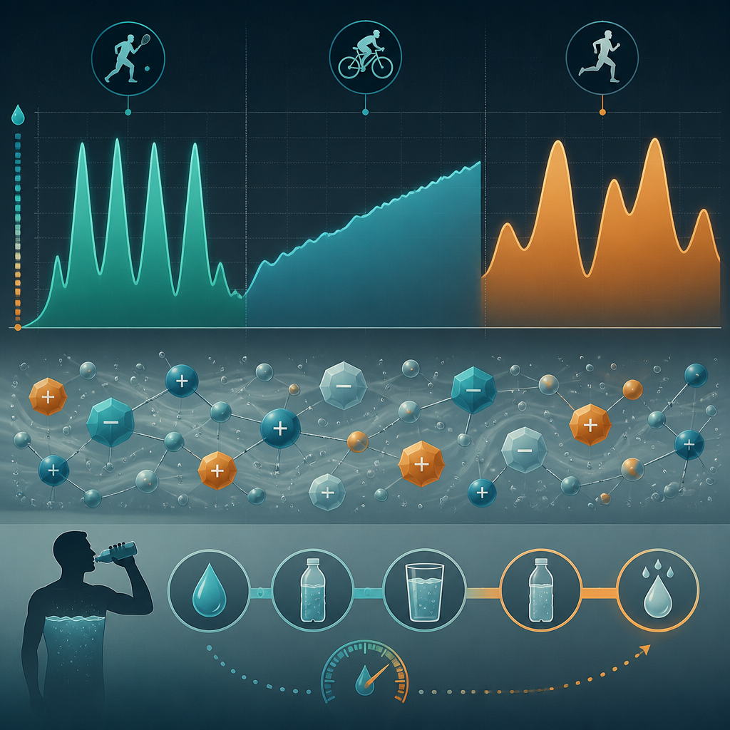 Visual representation of sweat rates and hydration needs across different sports