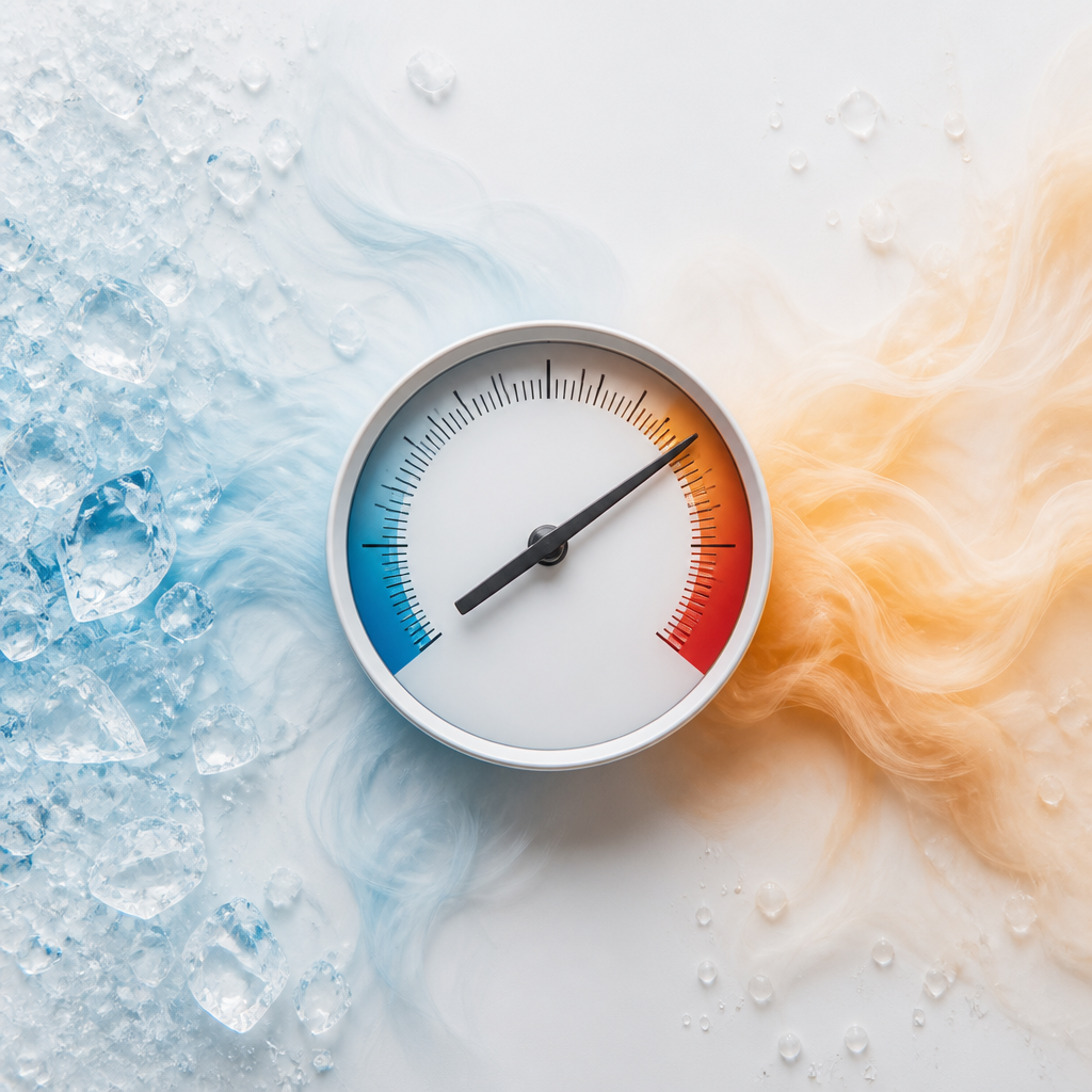 Termômetro mostrando a transição de temperaturas frias e quentes da terapia de contraste