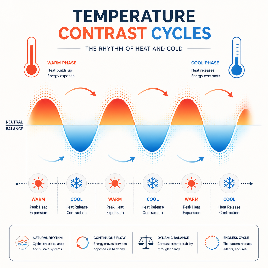 Visualização abstrata de ciclos de terapia de contraste com temperaturas