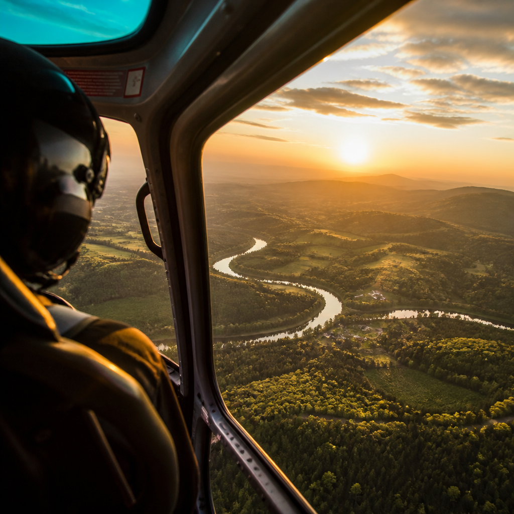 Widok z helikoptera na polskie krajobrazy z perspektywy powietrznej