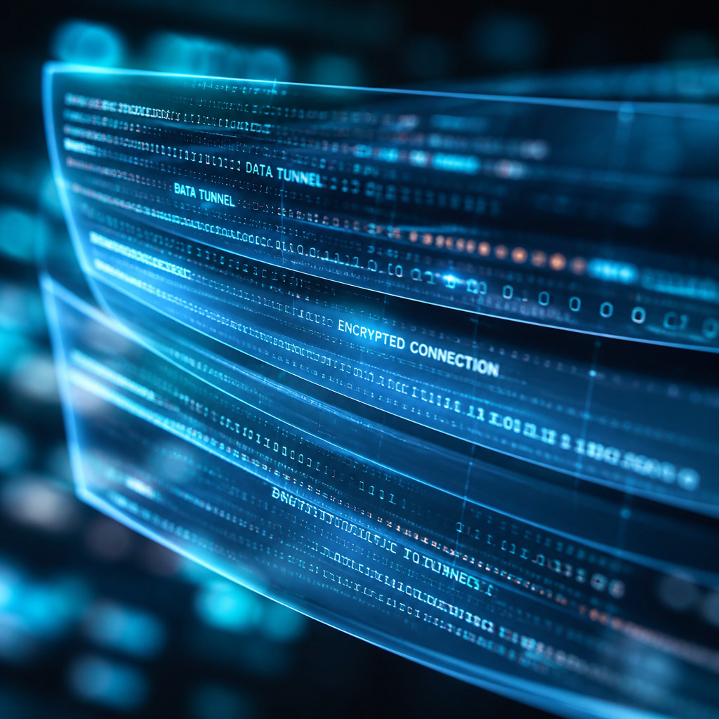 Layered abstract visualization of data streams and encrypted connections