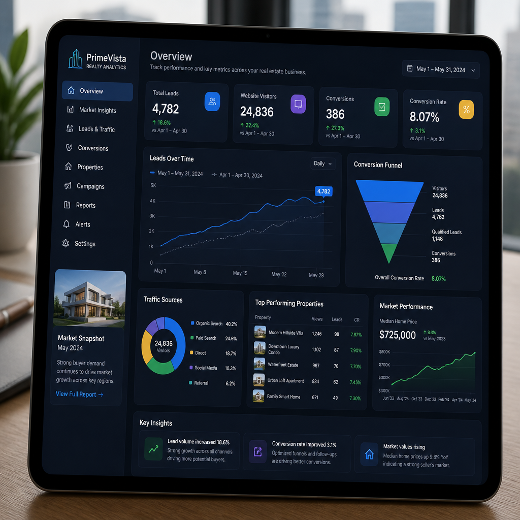 Analytics dashboard showing campaign metrics and conversion data tracking