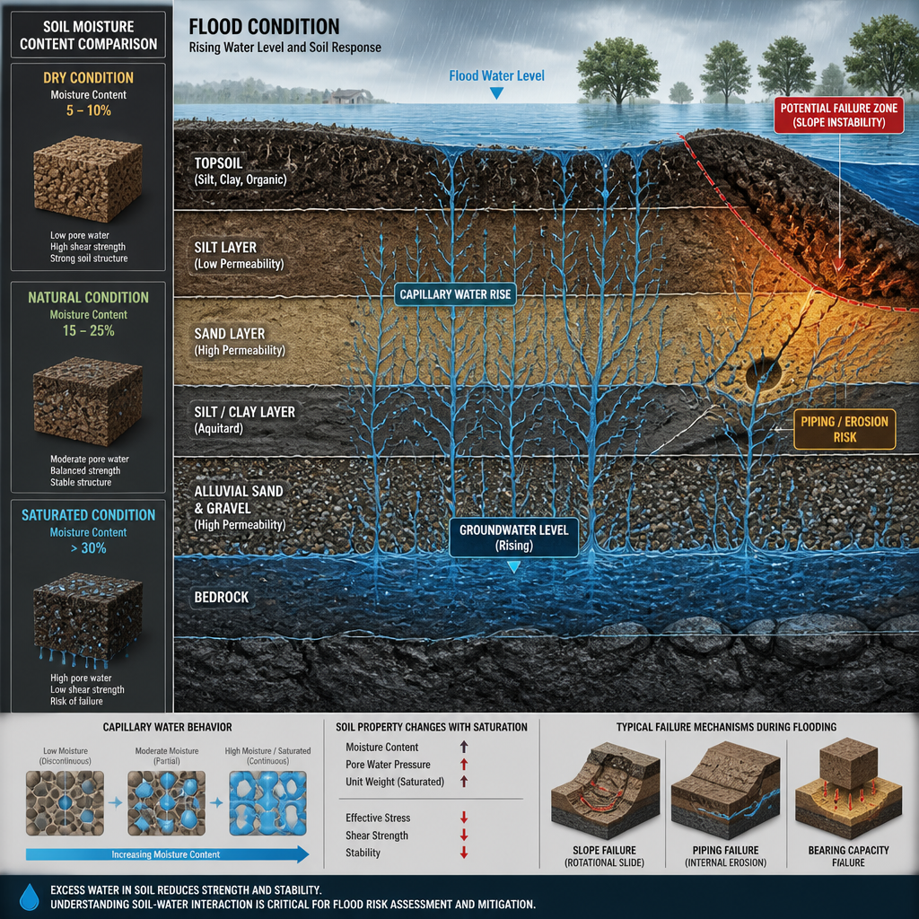 Mécanisme de saturation des sols alluvionnaires et comportement hydrogéotechnique en zone inondable