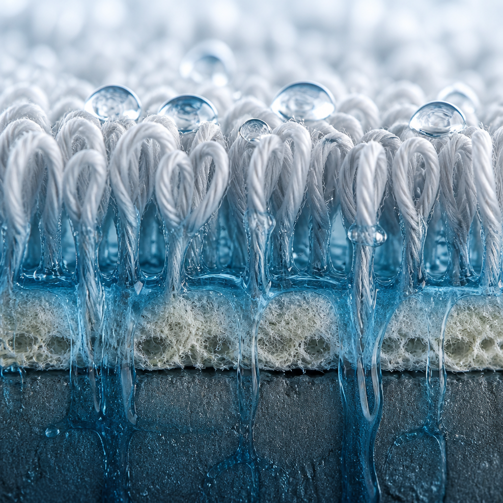 Carpet Steam Cleaning Melbourne: Steam vs Dry Close-up of carpet fibers with water droplets showing deep cleaning penetration - Steam vs Dry carpet cleaning