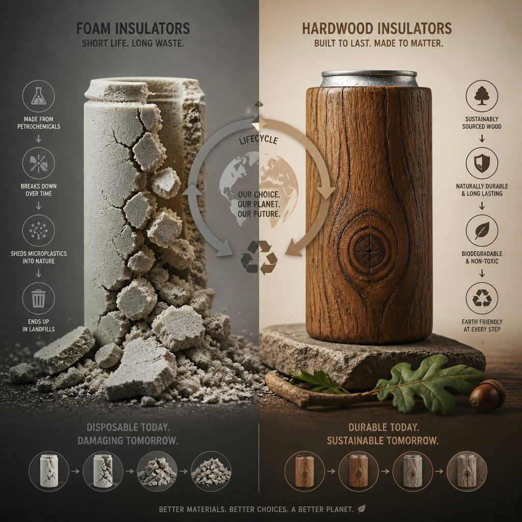 Visual comparison of material durability - degrading foam versus weather-resistant hardwood
