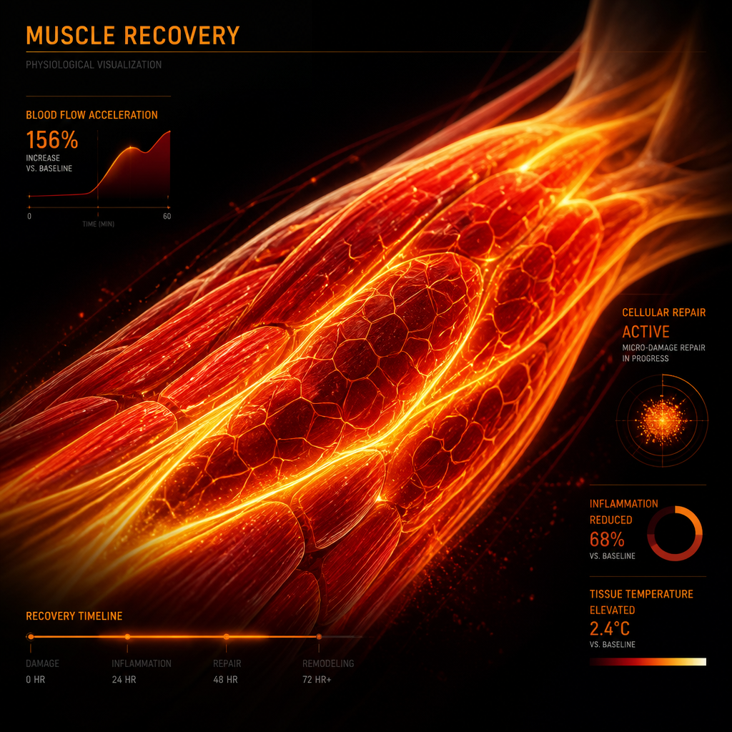 Visualização abstrata do processo de recuperação muscular e fluxo sanguíneo