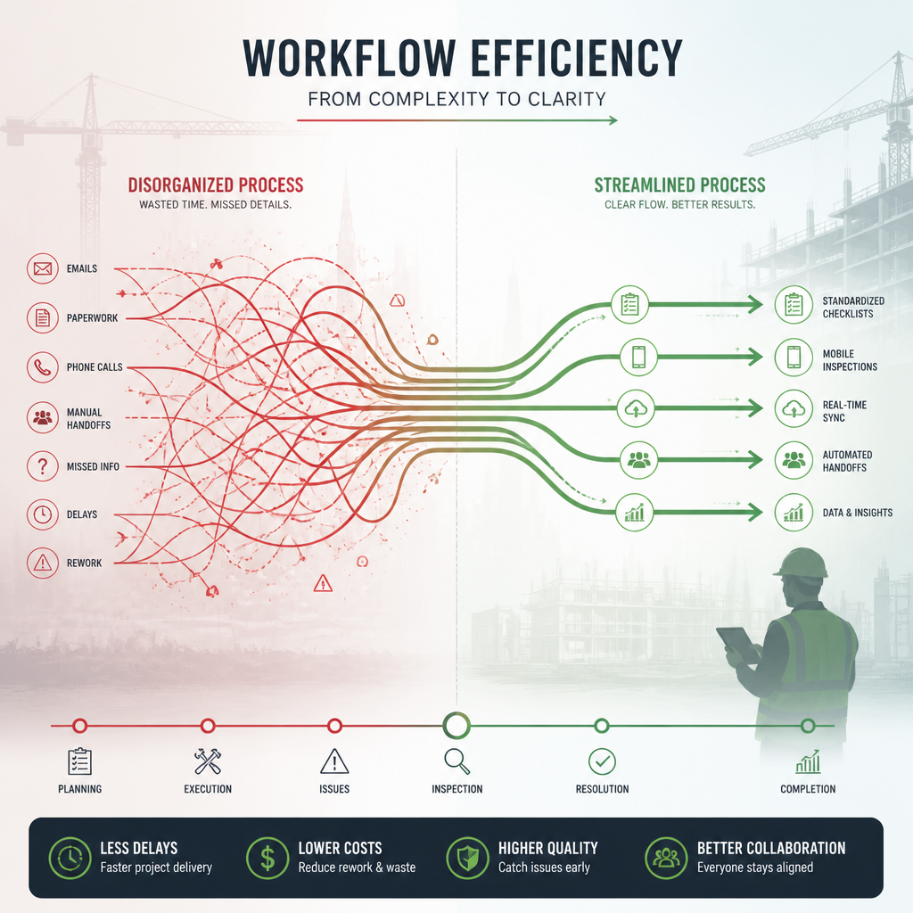 Visual representation of streamlined construction inspection workflow