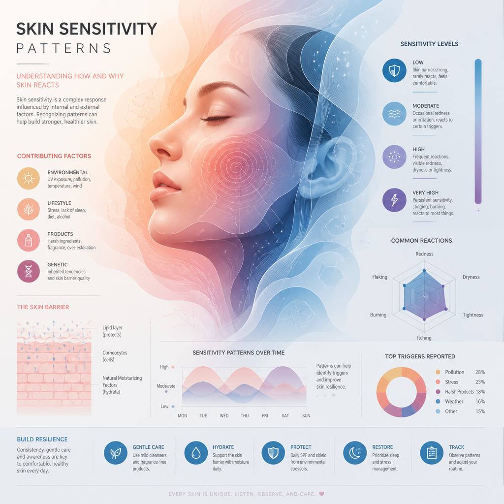 Abstract visualization of skin sensitivity data with geometric shapes and gradient colors