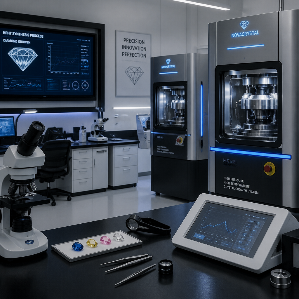 High-tech laboratory workspace with diamond synthesis equipment