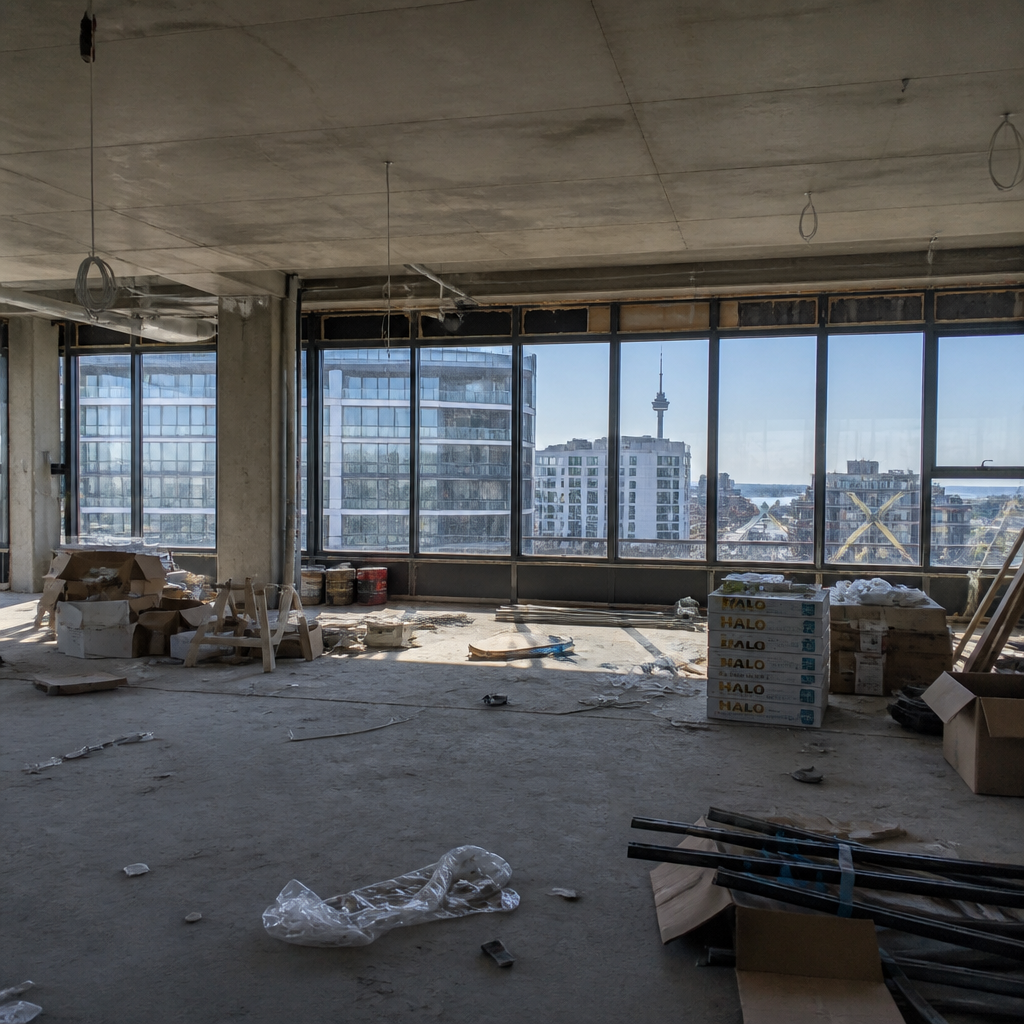 Construction site with debris after building completion in Auckland
