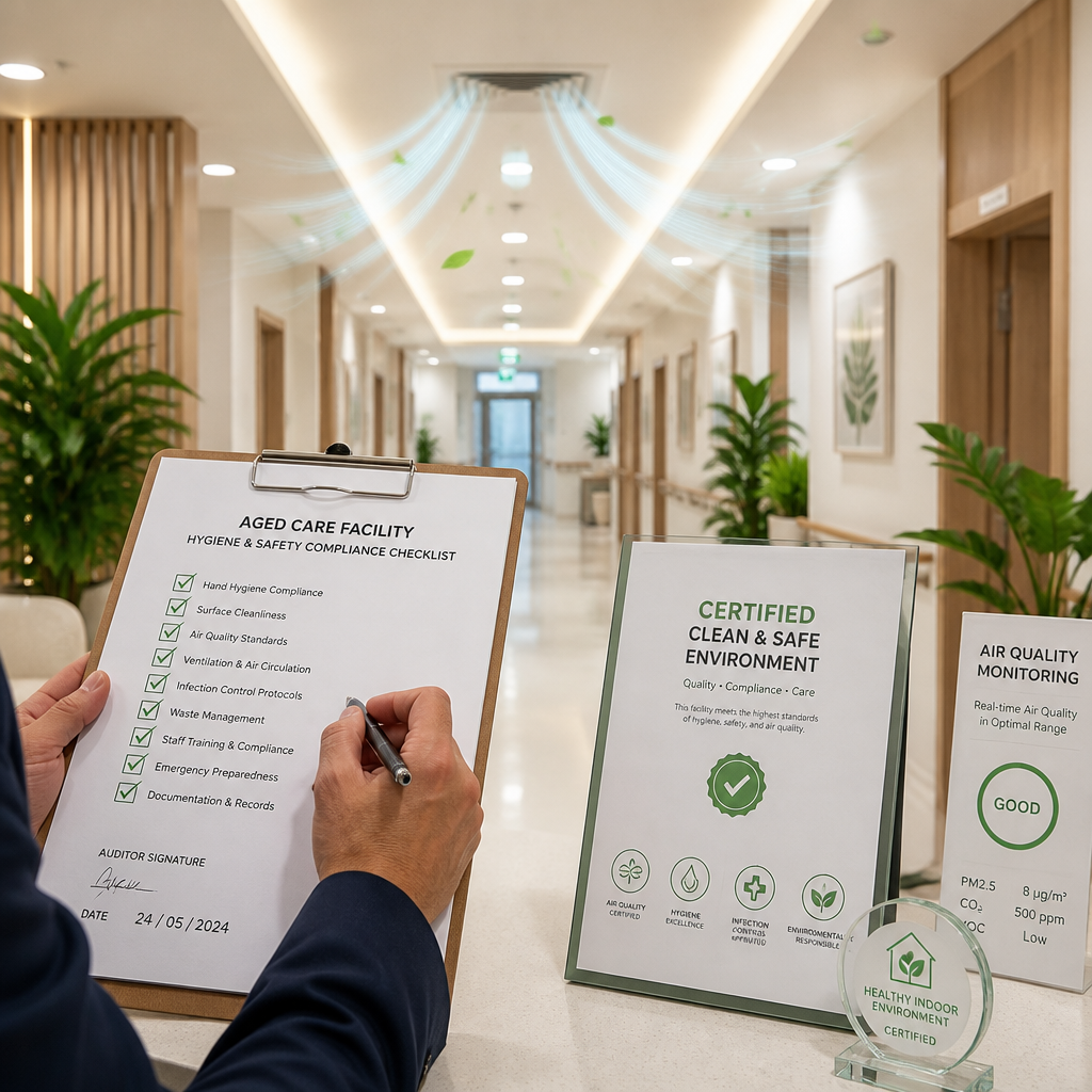 Eco-Friendly Cleaning Melbourne: Green Guide for Businesses Facility compliance documentation and green cleaning certifications in a professional setting - Eco-Friendly Cleaning