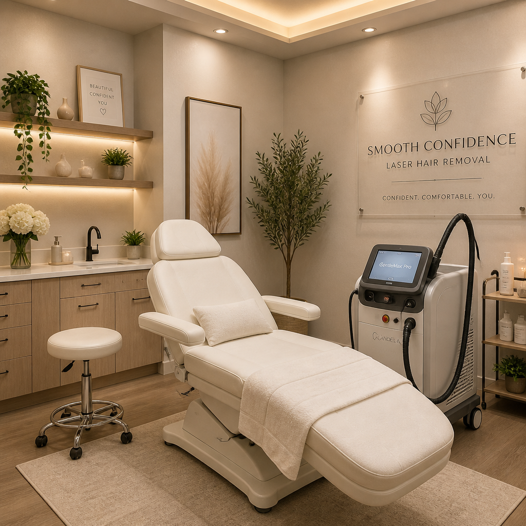 Serene laser hair removal treatment room