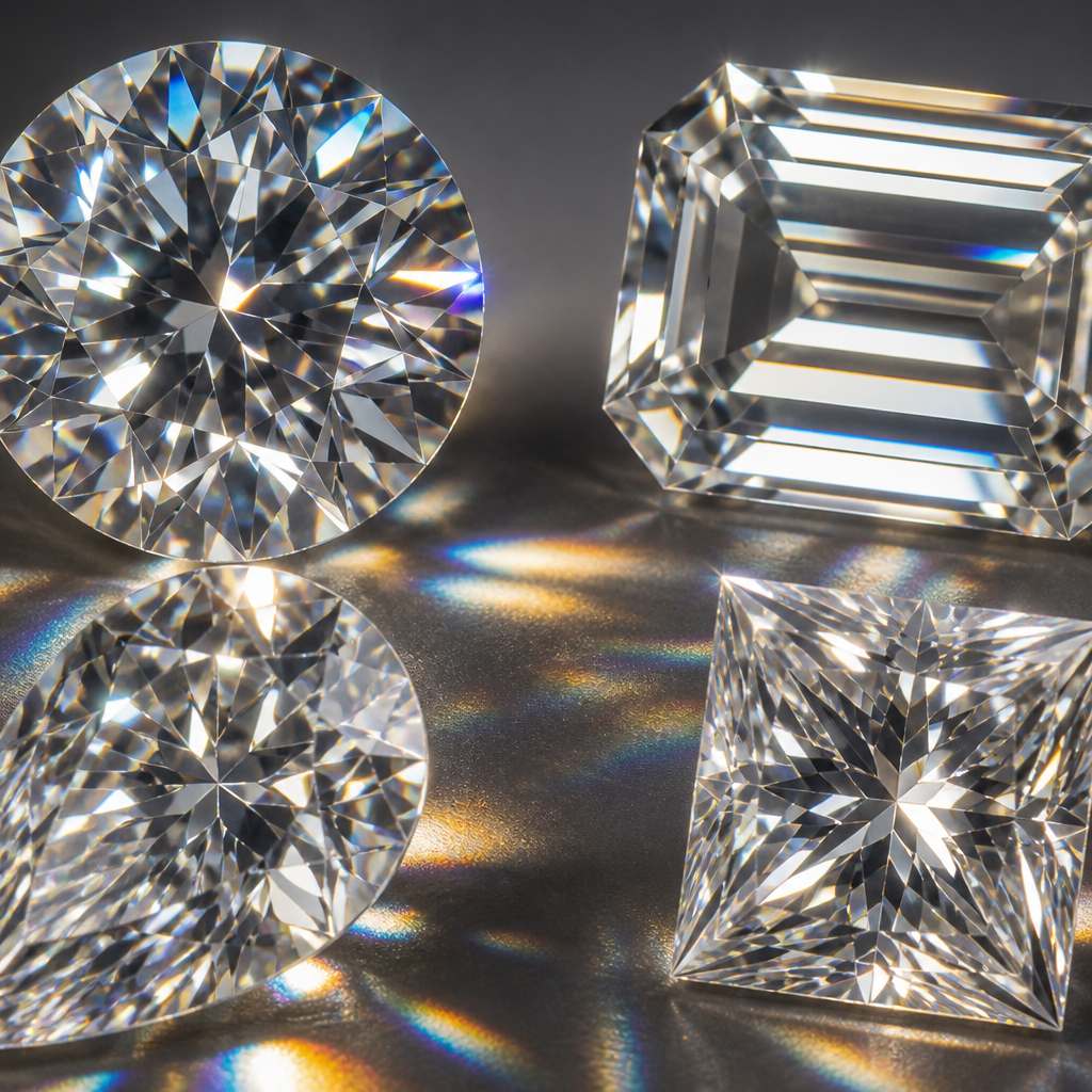 Detailed close-up of gemstone faceting showing light refraction and sparkle patterns