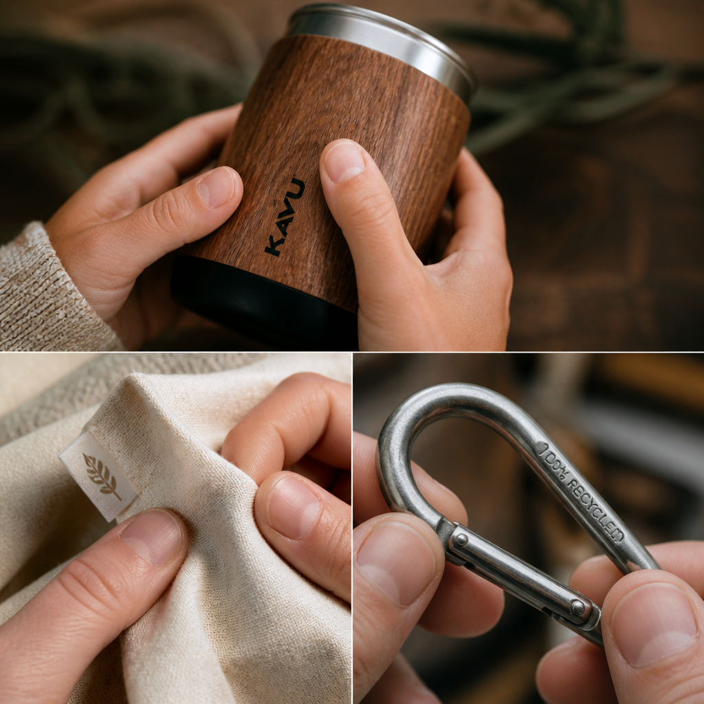 Detailed textures of high-quality natural materials used in outdoor gifts