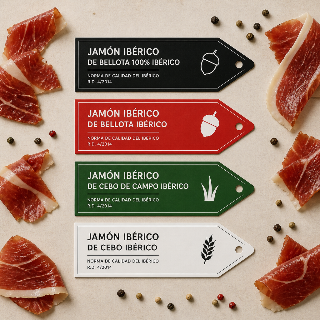 Sistema de etiquetado del jamón ibérico: etiquetas negra, roja, verde y blanca