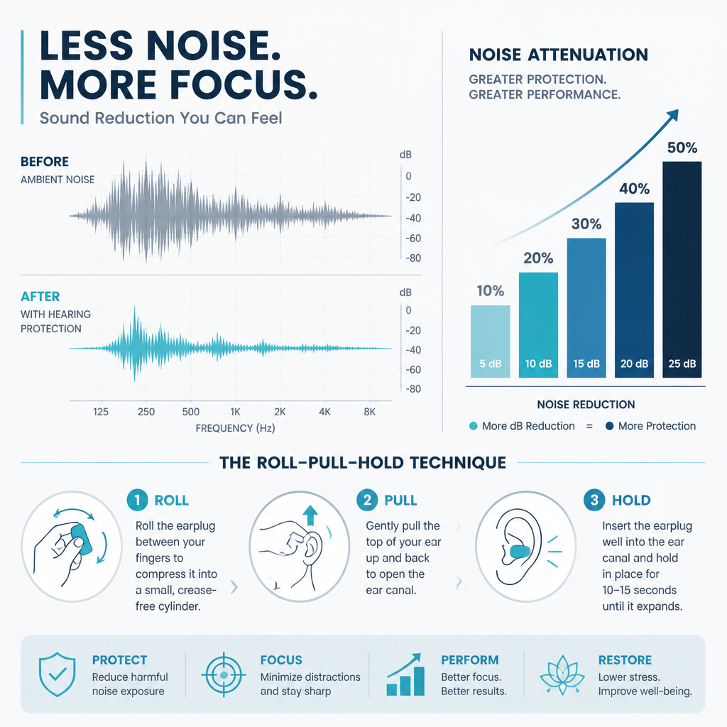 Data visualization of noise reduction effectiveness and insertion technique steps