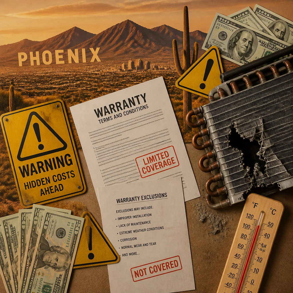 Abstract arrangement depicting hidden costs of DIY AC repair in Phoenix