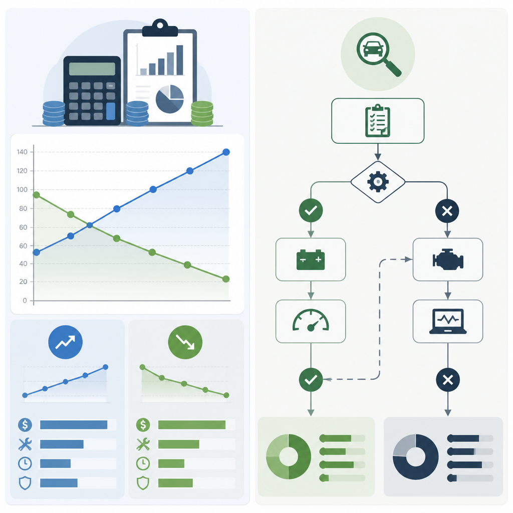 Visual cost-benefit comparison chart and decision flowchart for solar system evaluation