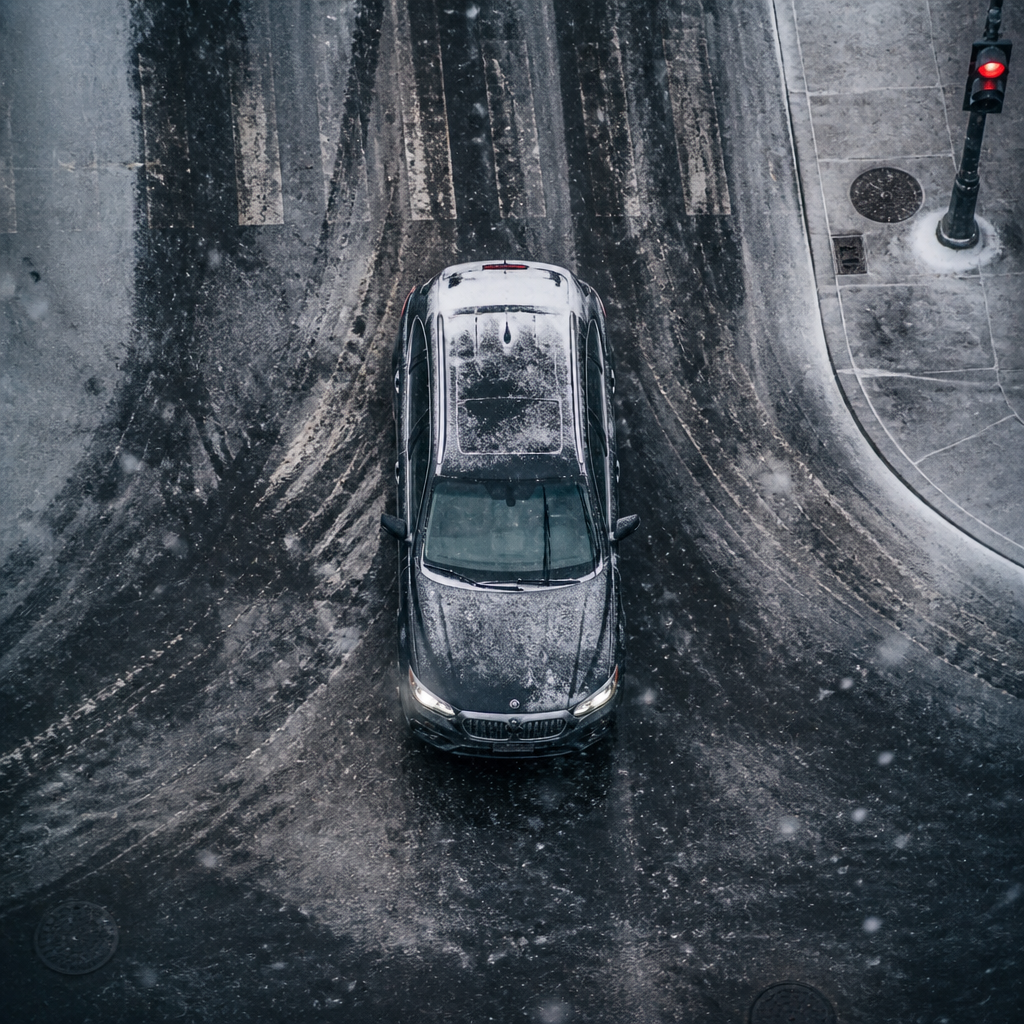 Vehicle exposed to winter road conditions with salt and harsh weather