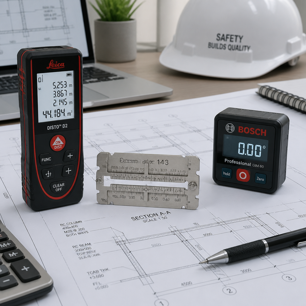 Outils et équipements de mesure technique utilisés par les ingénieurs pour l'évaluation structurelle