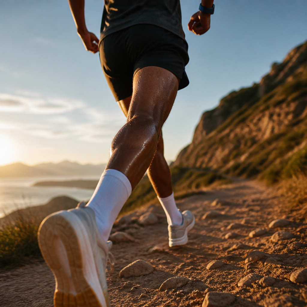 Athlete in motion during intense training session showing physical exertion