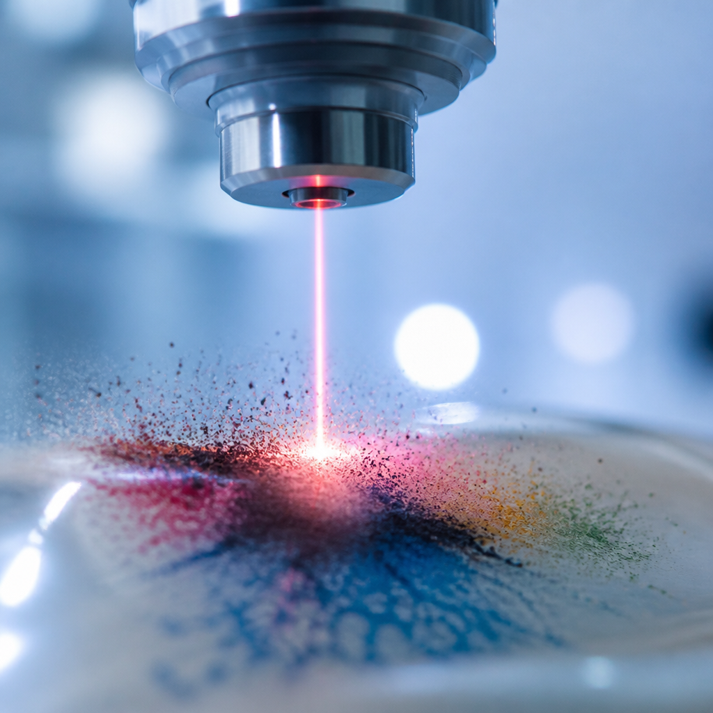 Laser beam targeting ink pigments in detail, demonstrating tattoo removal technology