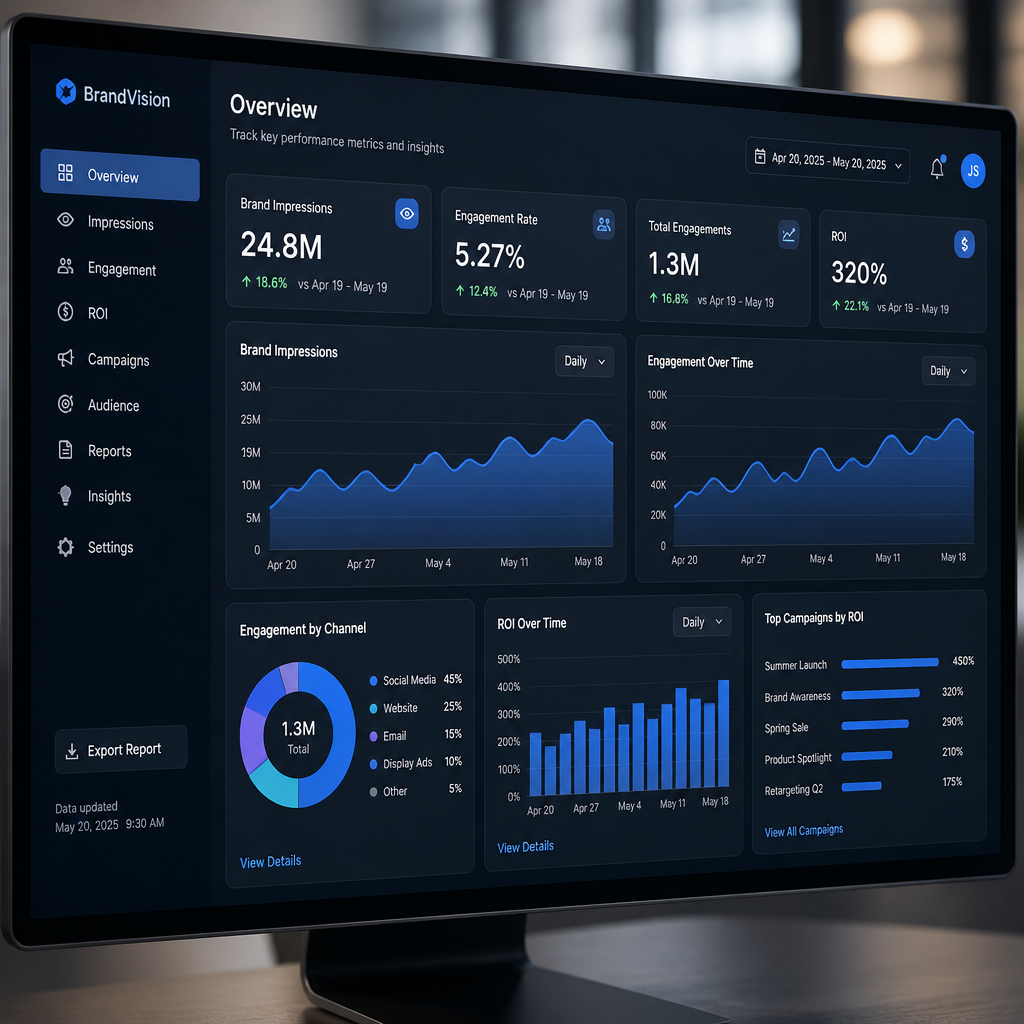 Digital dashboard with marketing metrics and promotional campaign analytics