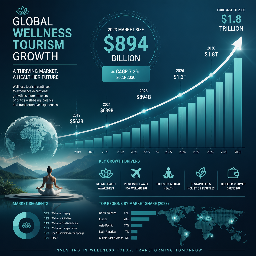 Datenvisualisierung zum globalen Wachstum des Wellnesstourismus