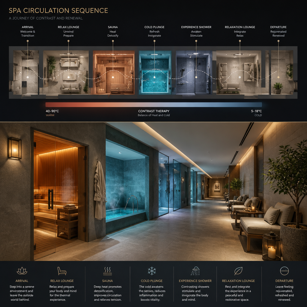 Wellness-Kreislauf mit Sauna und Eisbad in einem Luxushotel-Design