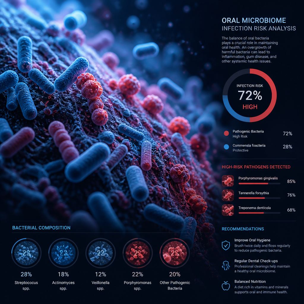 Abstract microscopic visualization of bacterial colonies related to infection risk