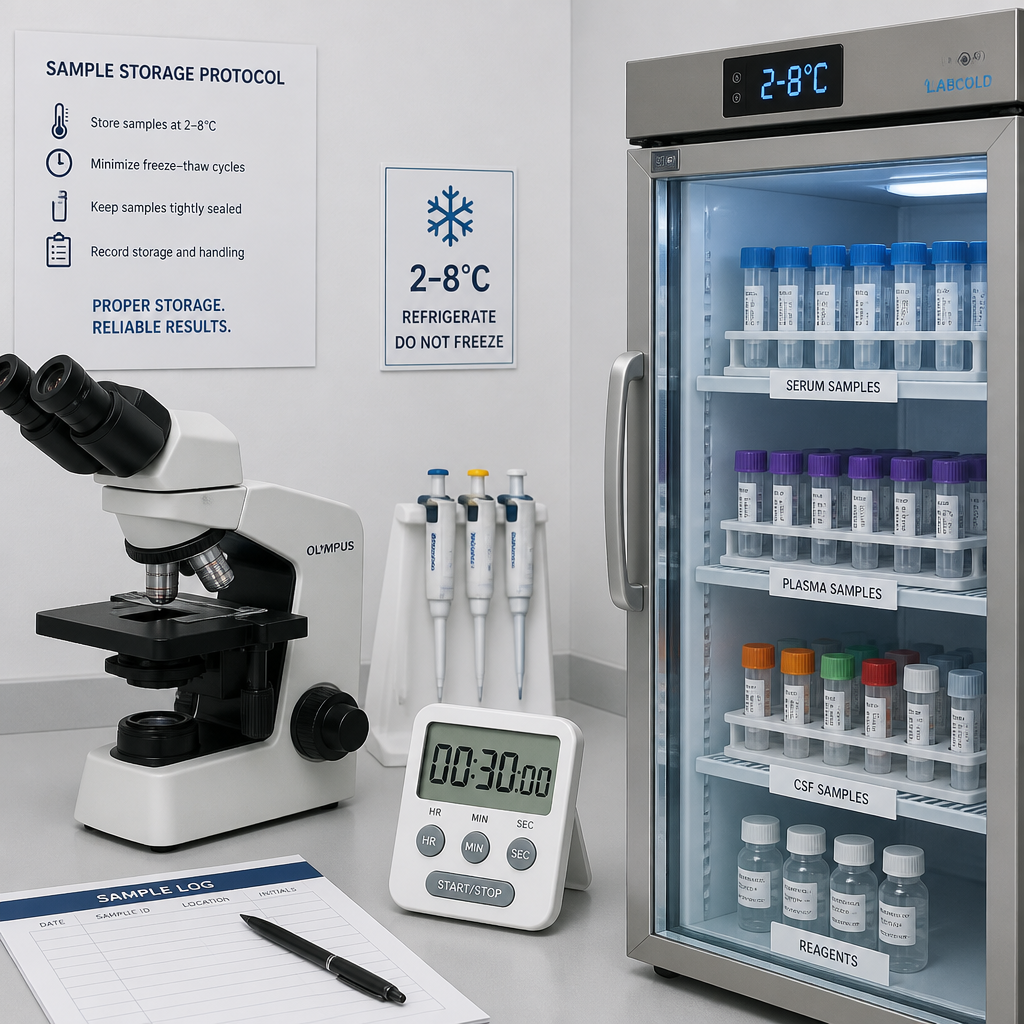 Laboratory storage setup with refrigerated unit for reconstituted peptide samples