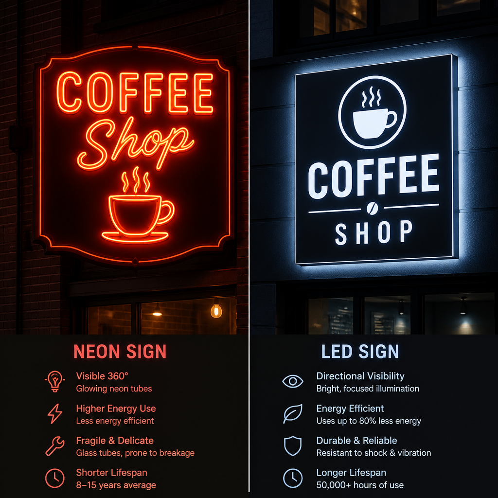 Side-by-side comparison of warm neon sign glow versus cool <a href=