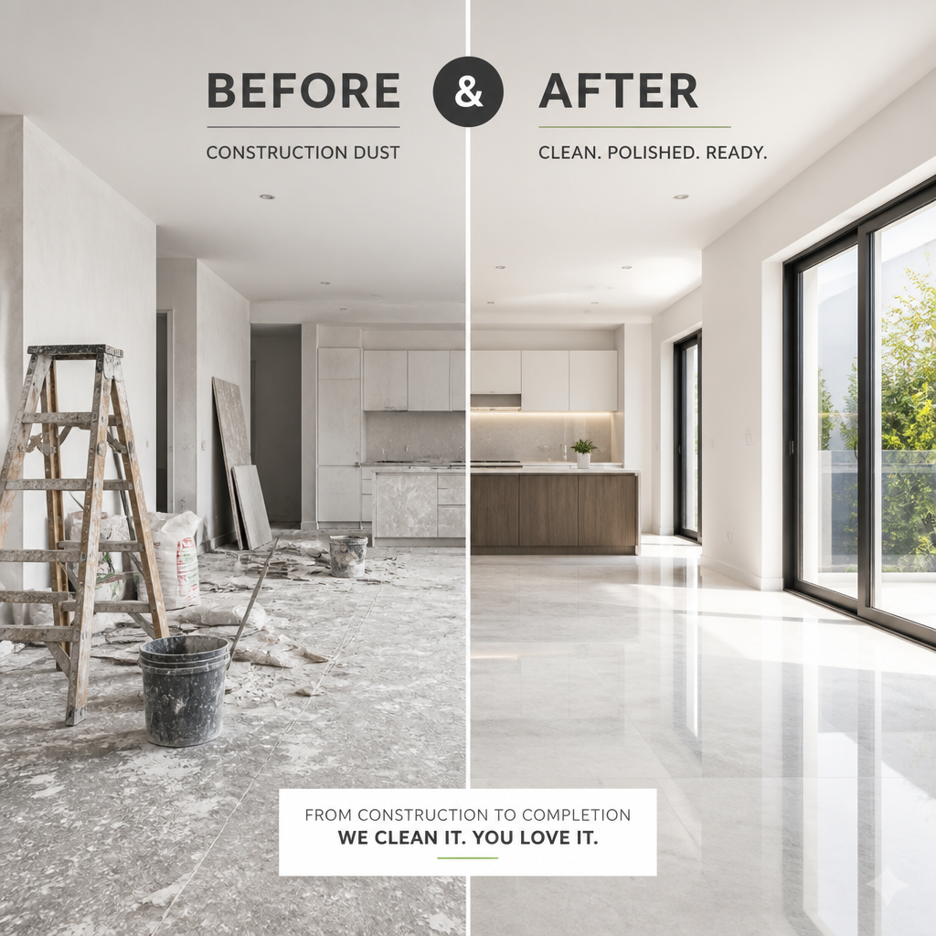 Before and after transformation of construction site cleaning process