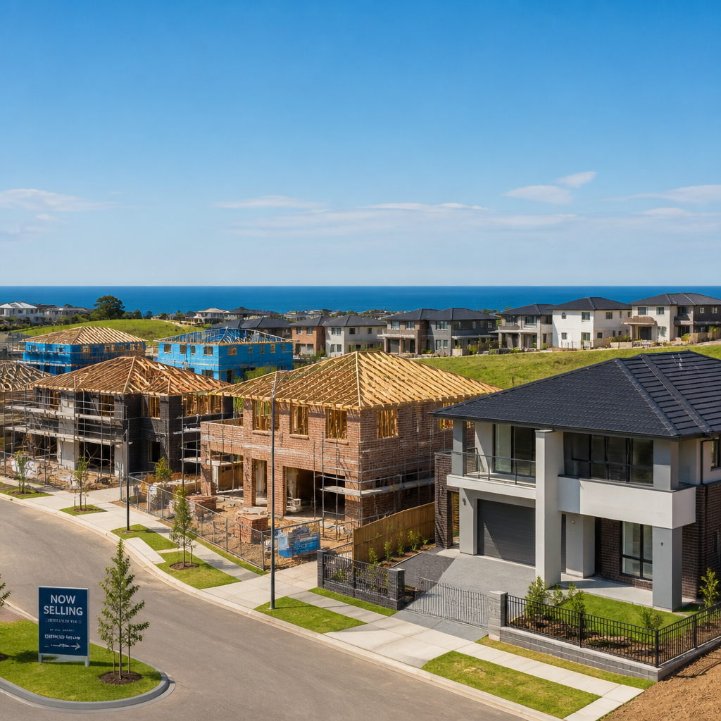 New suburban housing development with multiple residential properties