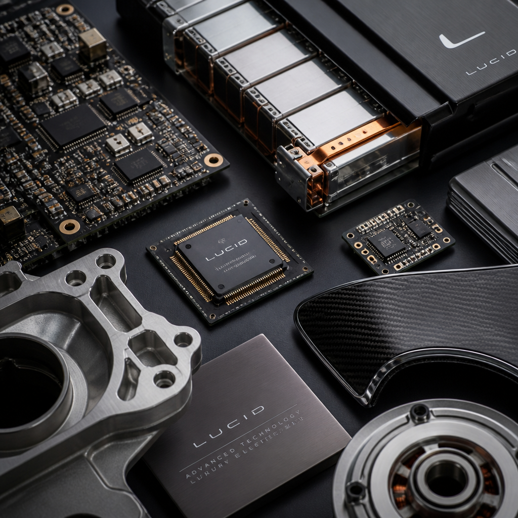 Technology and engineering components symbolizing advanced EV powertrain and Huawei integration