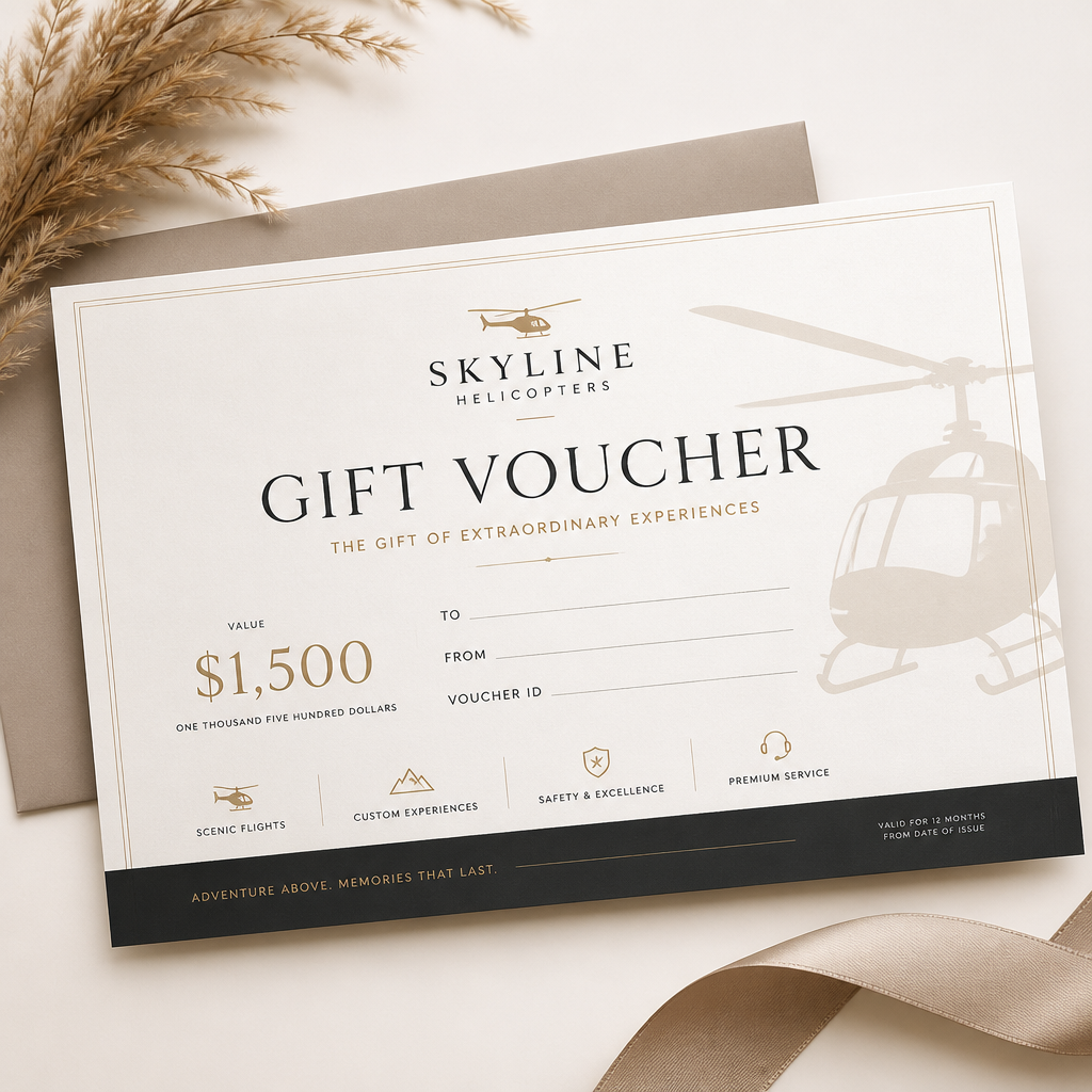 Elegancki voucher na lot helikopterem z minimalistycznym designem