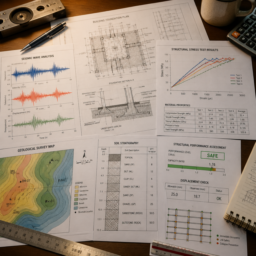 Documents d'analyse parasismique et plans techniques d'étude structurelle