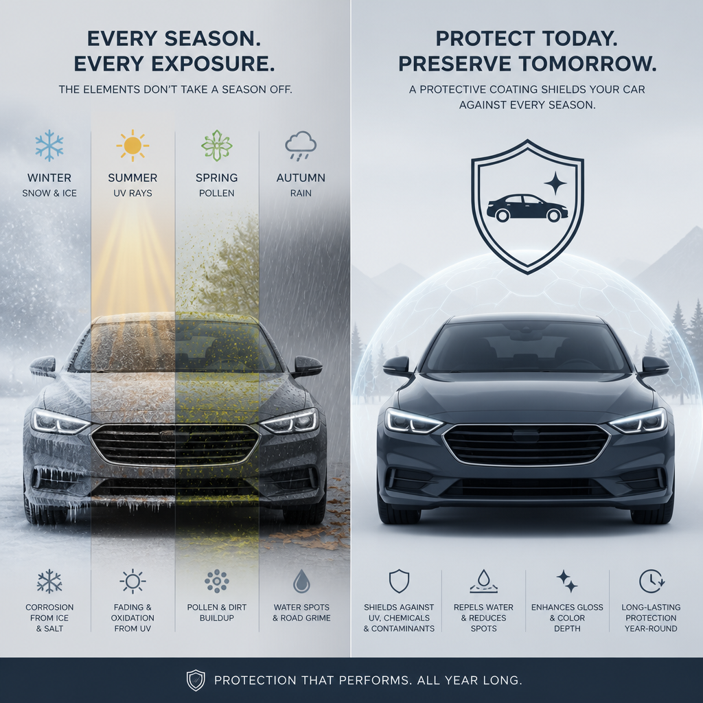 Seasonal paint damage factors shown against protection shield