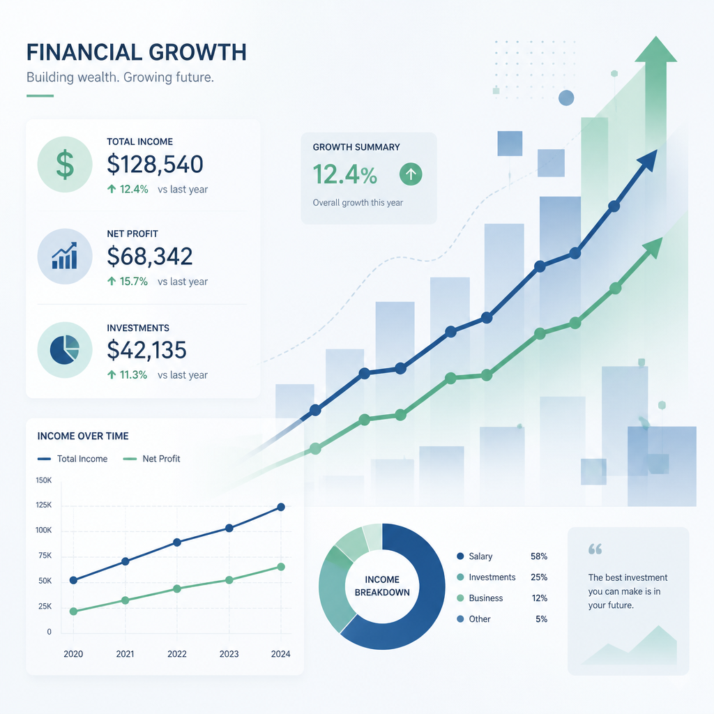 Abstract financial growth graph with upward trending lines
