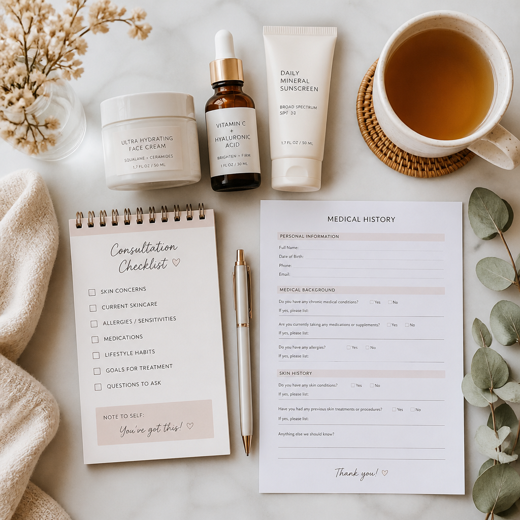 Preparation checklist and materials for a laser consultation appointment