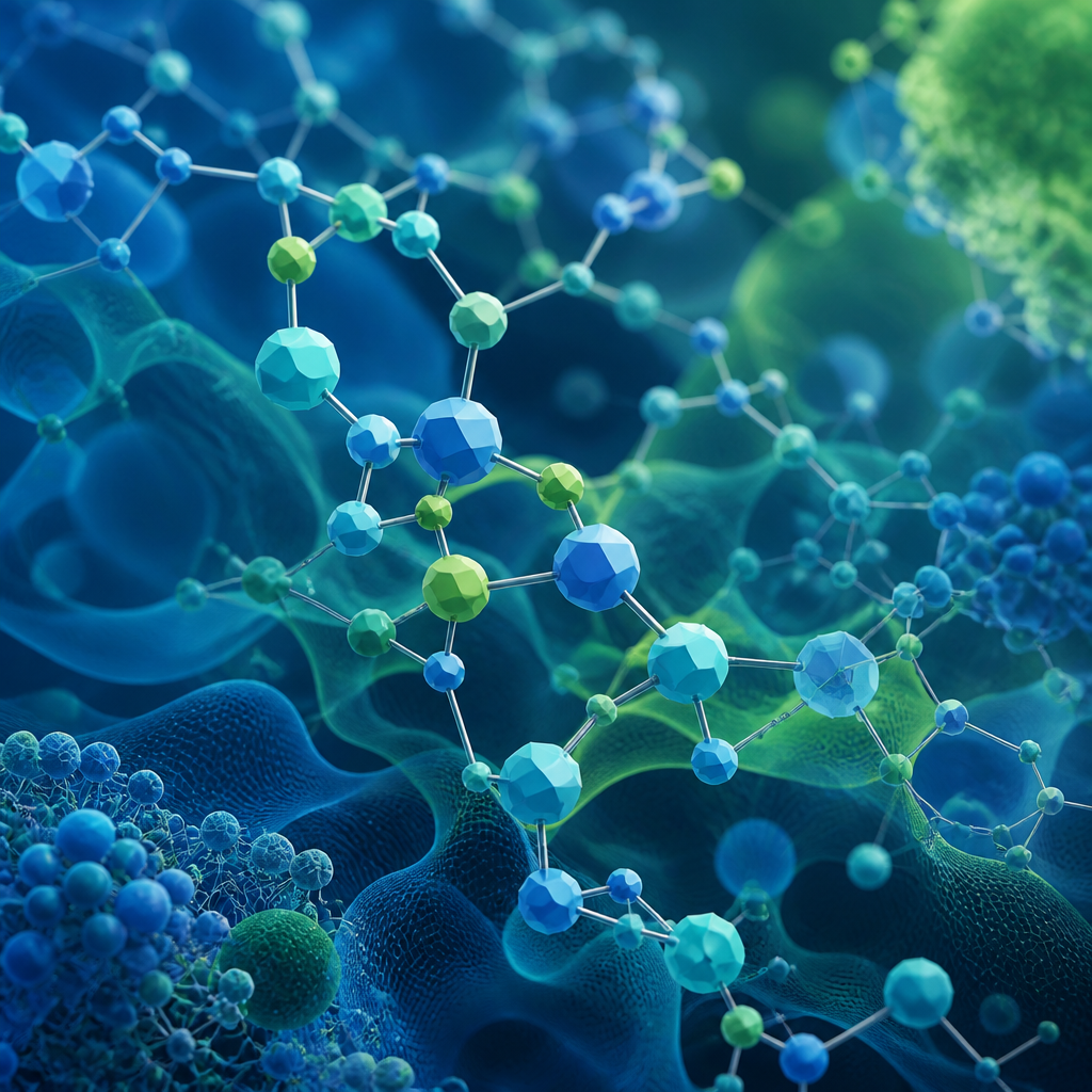 Abstract geometric visualization of triple agonist peptide molecular complexity