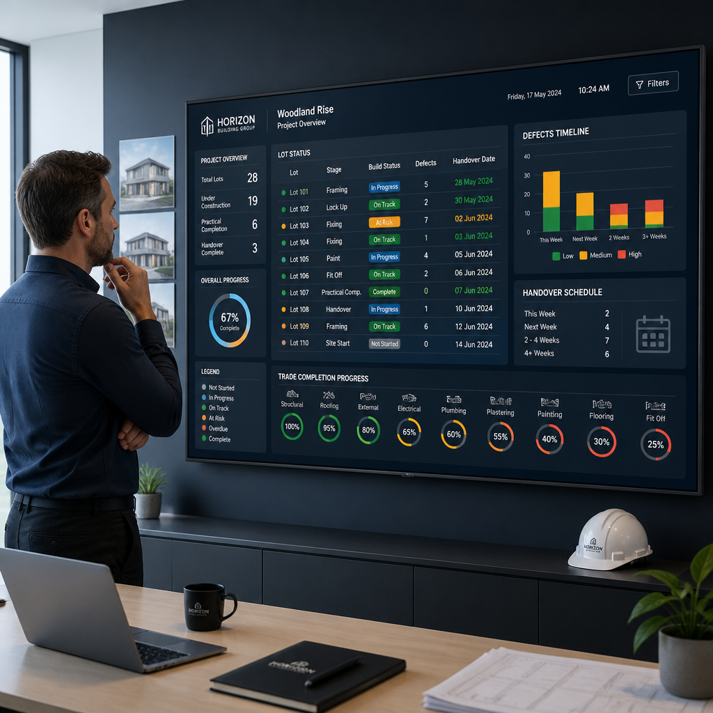 Project management dashboard displaying multi-lot inspection tracking and defect monitoring data