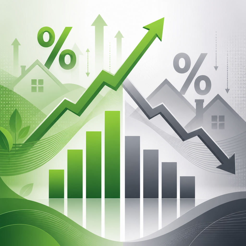 Abstract financial comparison visualization depicting mortgage rate trends and potential savings