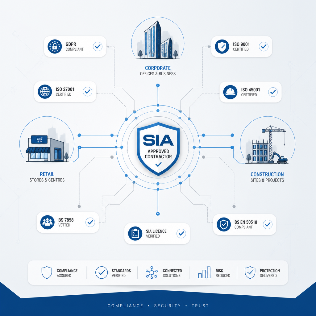 Compliance network visualization with SIA certifications and sector icons