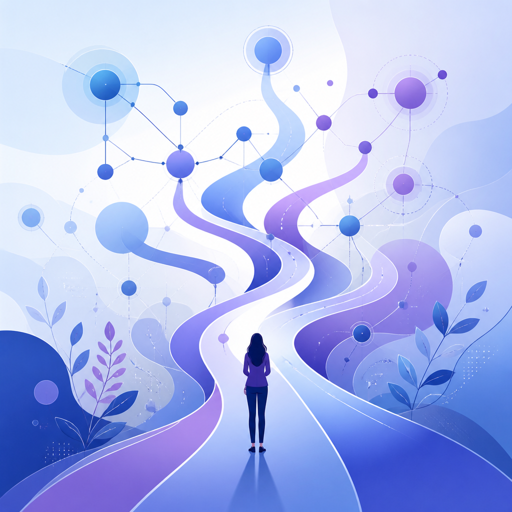 Abstract visualization of career pathways and decision points