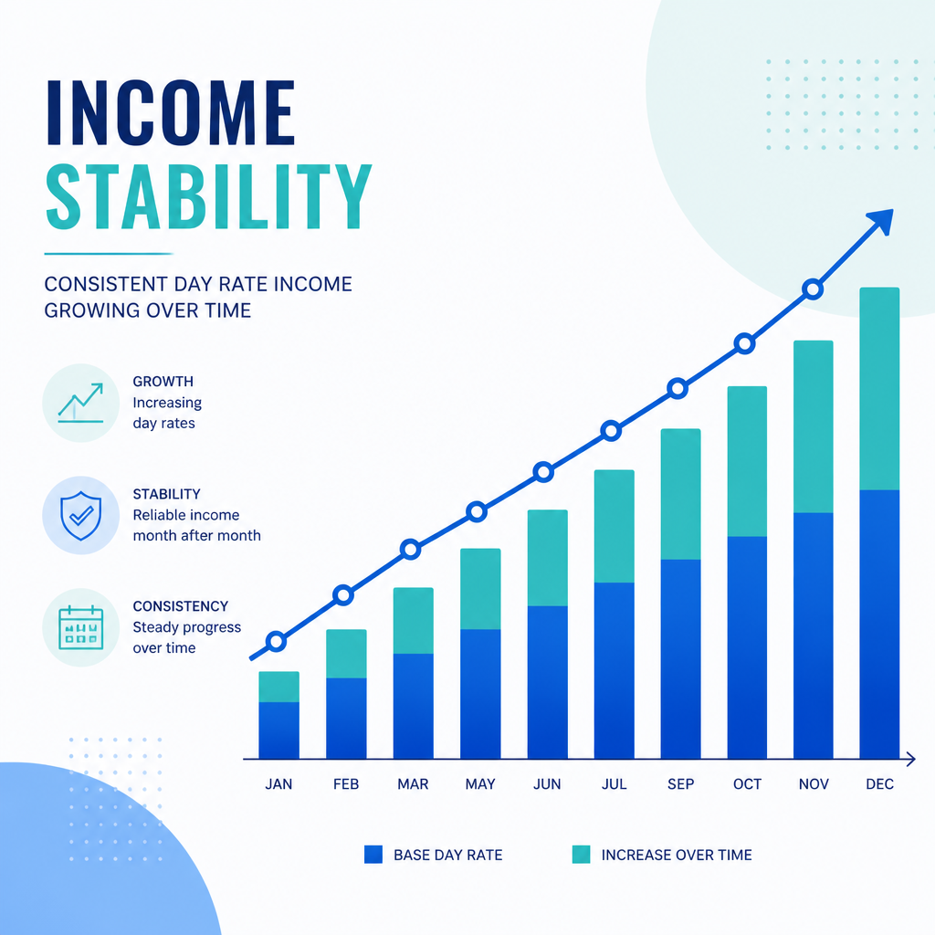 Data visualization showing upward income trend and financial growth metrics