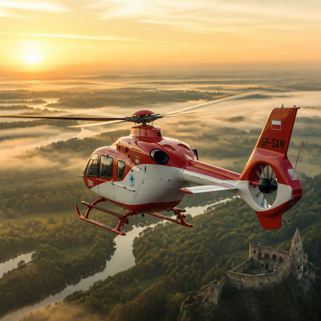 Helikopter widok z powietrza nad polskim krajobrazem