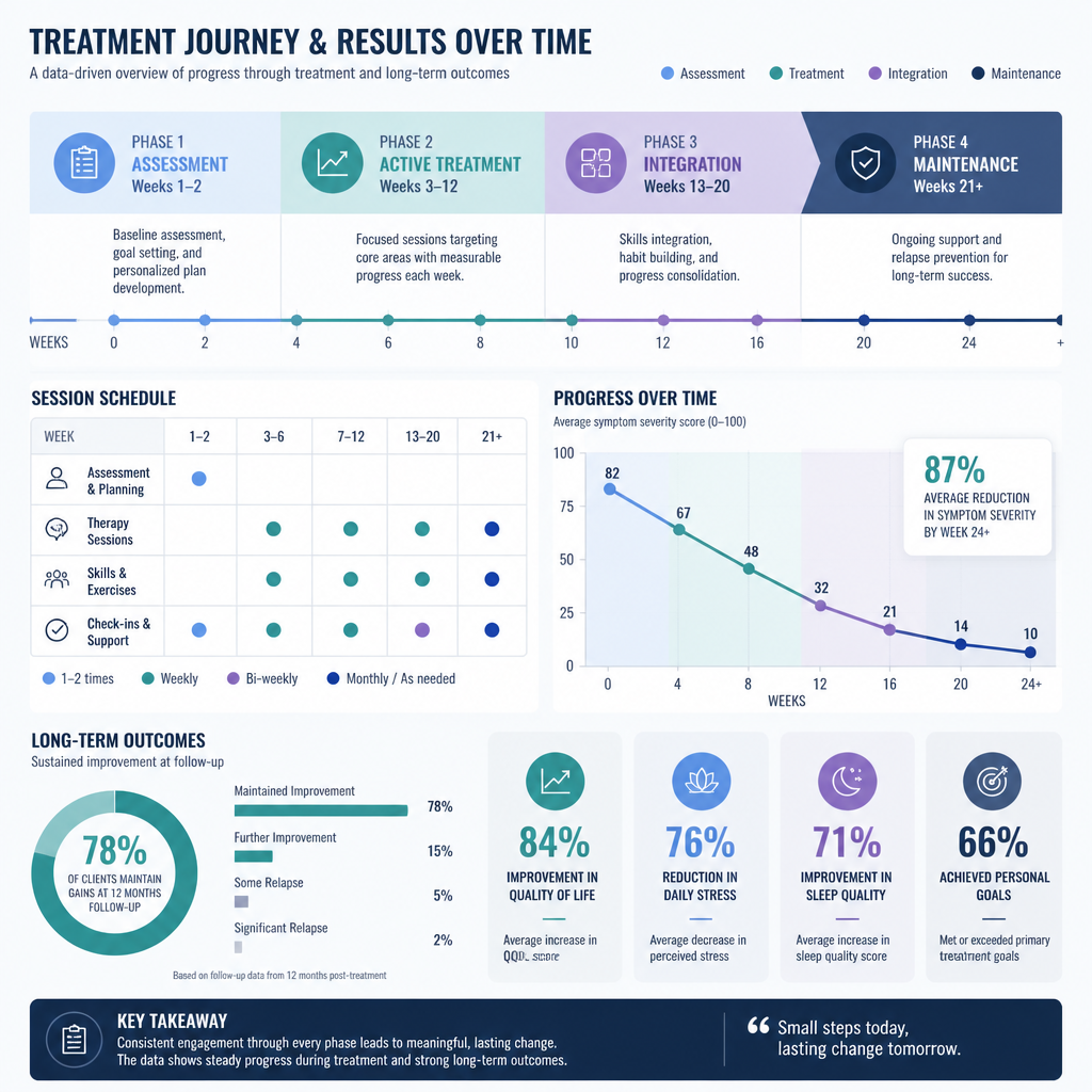 Infographic displaying laser hair removal treatment phases and results timeline