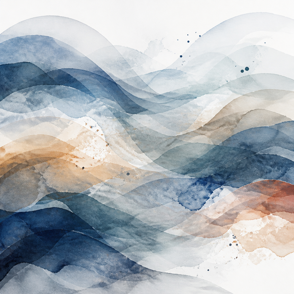 Abstract watercolor waves representing the emotional journey of grief